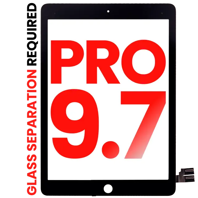 Vitre tactile pour Apple iPad Pro 9.7" (OCA préinstallé, séparation de la vitre requise, compatible premium, noir)