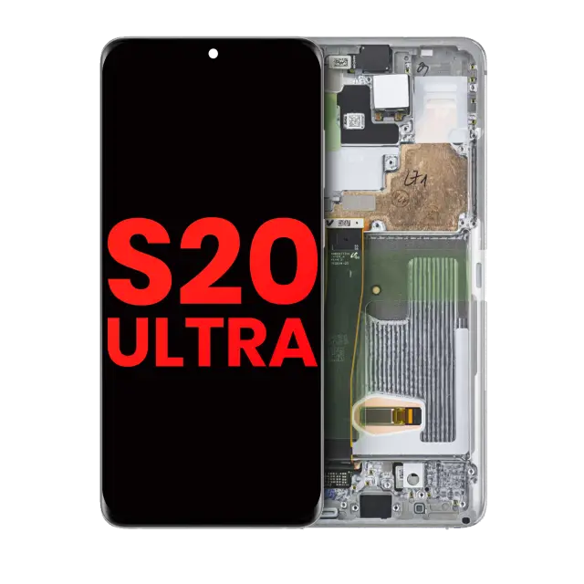 Écran OLED avec châssis pour Samsung Galaxy S20 Ultra 5G (compatible premium, Cloud White)