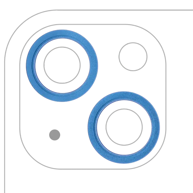 Anneau de contour de caméra arrière pour Apple iPhone 13 / 13 Mini (bleu, lot de 2)
