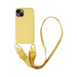 Coque Silicone avec Bandoulière Apple iPhone 14 Plus (#14) Jaune