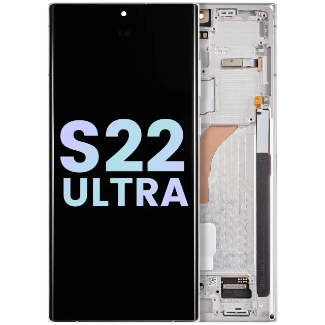 Écran OLED avec châssis pour Samsung Galaxy S22 Ultra 5G (pack service origine, Phantom White)