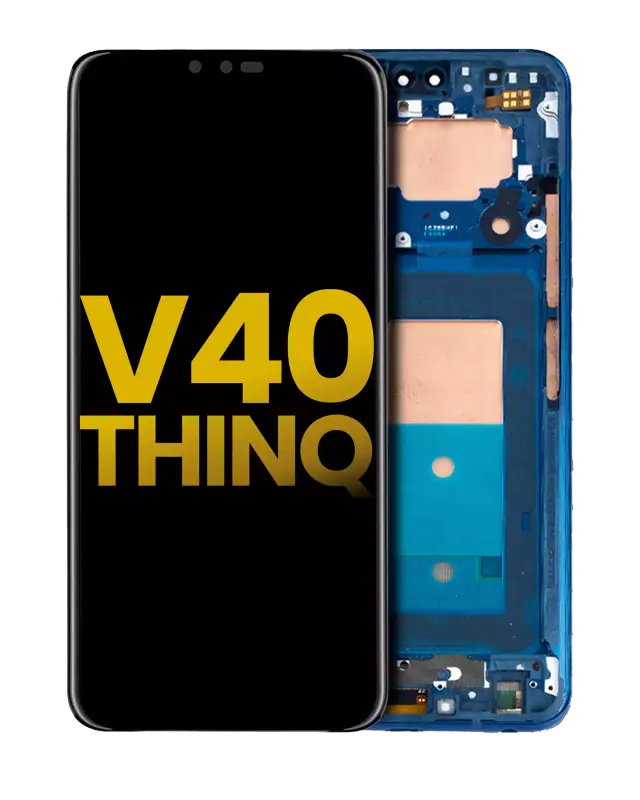 Écran OLED avec châssis pour LG V40 ThinQ (reconditionné, bleu)