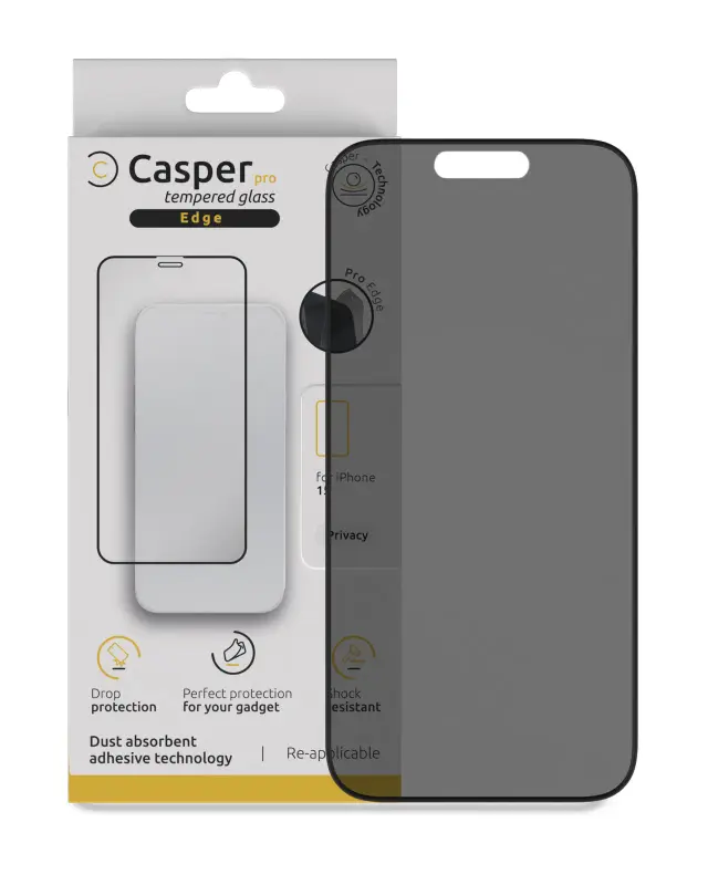 Verre trempé pour iPhone 15 / 16 (blister, Privacy) — réf. 107082000194