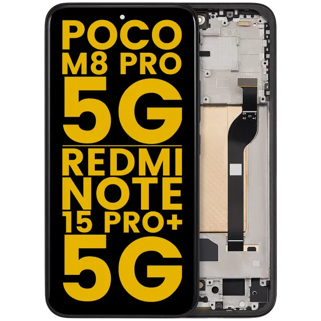 Écran OLED avec châssis pour Xiaomi Poco M8 Pro 5G / Redmi Note 15 Pro Plus 5G (reconditionné, noir)