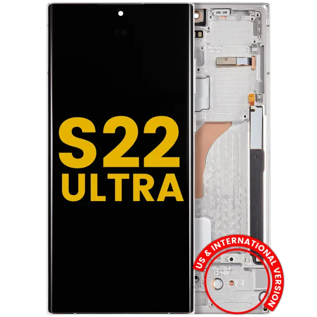 Écran OLED avec châssis pour Samsung Galaxy S22 Ultra 5G (version US & internationale, reconditionné, Phantom White)
