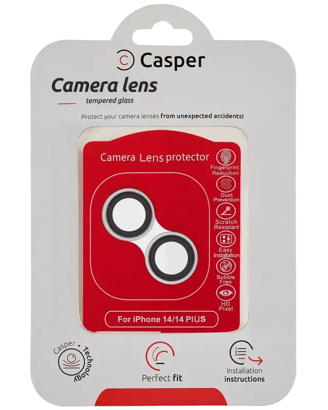 Protection de lentilles de caméra pour Apple iPhone 14 / 14 Plus (argent, transparent)