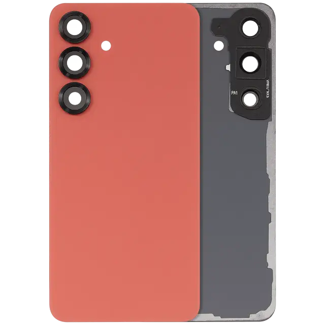 Vitre arrière pour Samsung Galaxy S25 5G (sans logo, compatible premium, Coral Red)