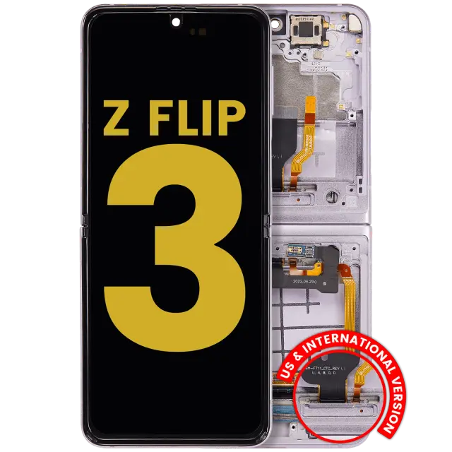Écran OLED intérieur avec châssis pour Samsung Galaxy Z Flip 3 5G (version US & internationale, reconditionné, Lavender)