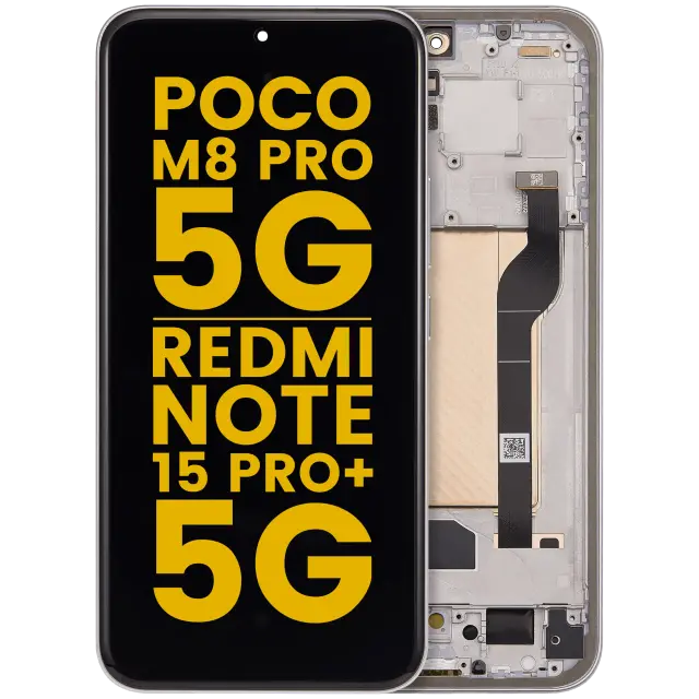 Écran OLED avec châssis pour Xiaomi Poco M8 Pro 5G / Redmi Note 15 Pro+ 5G (reconditionné, argent)