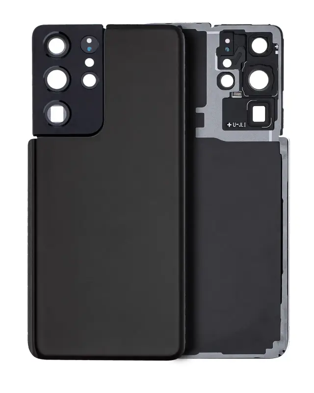 Vitre arrière pour Samsung Galaxy S21 Ultra (sans logo, compatible premium, noir fantôme)