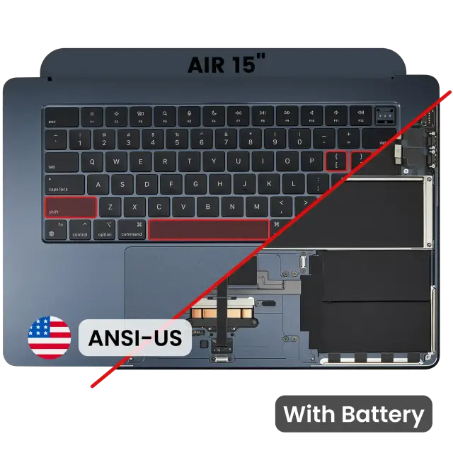 Châssis supérieur avec batterie et clavier ANSI US pour Apple MacBook Air 15" A3114 (2024) (minuit)