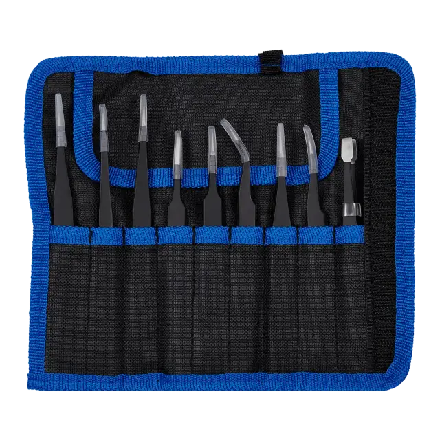 Pinces brucelles avec pochette de transport (jeu de 9 pièces)