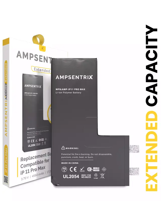 Batterie nue à souder pour Apple IPhone 11 Pro Max (soudure par points requise, AmpSentrix Core Extended)