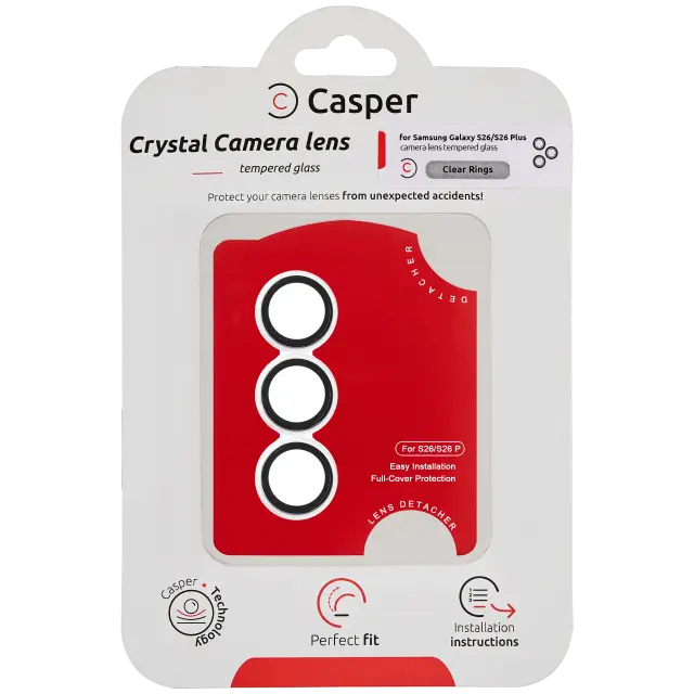 Protection de lentilles de caméra pour Samsung Galaxy S26 / S26 Plus (Clear Rings)