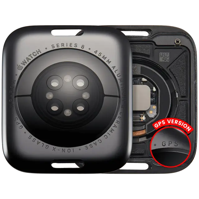 Vitre arrière pour Apple Watch Series 8 (45mm) (version GPS, Aluminum / Space Black)