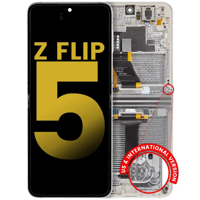 Écran OLED intérieur avec châssis pour Samsung Galaxy Z Flip 5 5G (version US & internationale, reconditionné, Cream)