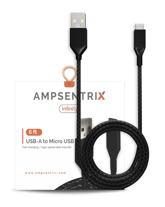 Câble micro-USB vers USB-A AmpSentrix Infinity (1,8 m, noir)