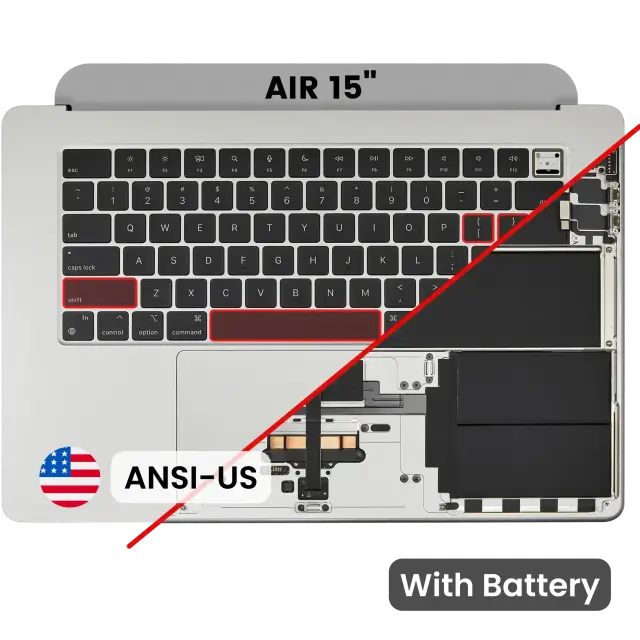 Châssis supérieur avec batterie et clavier ANSI US pour Apple MacBook Air 15" A3114 (2024) (argent)