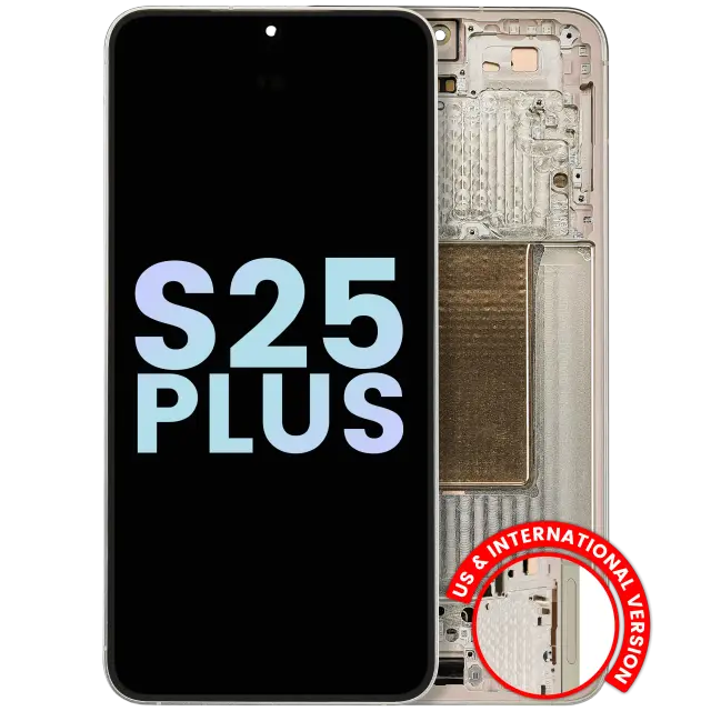 Écran OLED avec châssis pour Samsung Galaxy S25 Plus 5G (version US & internationale, pack service origine, Pink Gold)