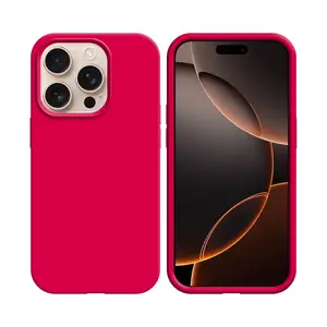 Coque Silicone Compatible pour Apple iPhone 16 Pro Max (#56) Rose Vif