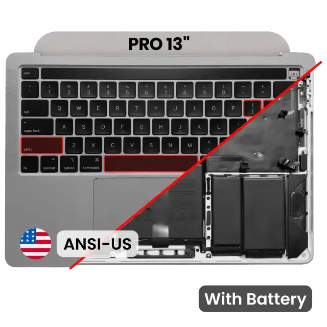 Châssis supérieur avec batterie et clavier ANSI US pour Apple MacBook Pro 13" A2251 (2020) (origine d'occasion, gris sidéral) — réf. 107183123192