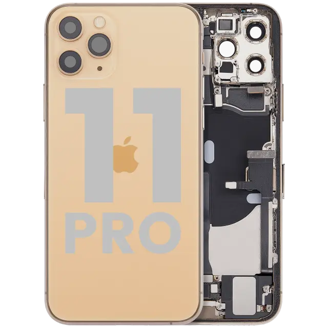 Châssis avec nappe de charge et petits composants pour Apple iPhone 11 Pro (origine d'occasion — grade B, or)