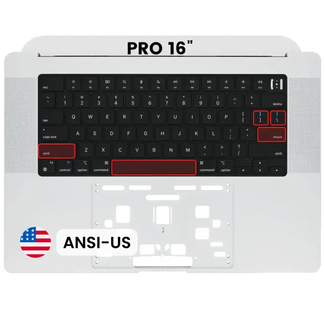 Châssis supérieur avec clavier ANSI US pour Apple MacBook Pro 16" A2485 (2021) / A2780 (2023) (origine d’occasion: argent)