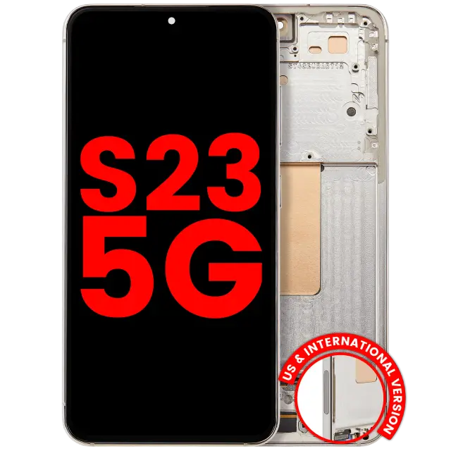 Écran OLED avec châssis pour Samsung Galaxy S23 5G (version US & internationale, compatible premium, Cream)