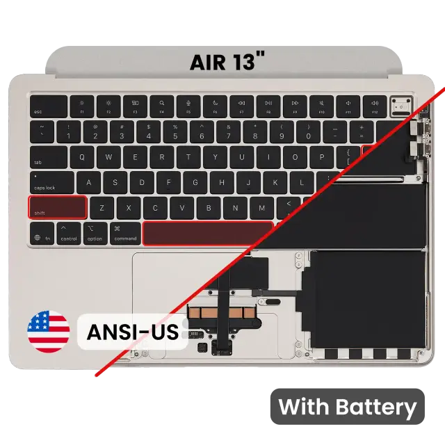 Châssis supérieur avec batterie et clavier ANSI US pour Apple MacBook Air 13" A3240 (2025) (origine d'occasion, lumière stellaire)
