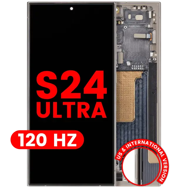 Écran OLED avec châssis pour Samsung Galaxy S24 Ultra (version US & internationale, Aftermarket Pro, 120 Hz, Titanium Gray)