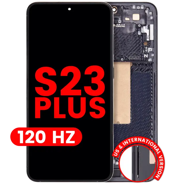 Écran OLED avec châssis pour Samsung Galaxy S23 Plus (version US & internationale, compatible premium, 120 Hz, noir fantôme)