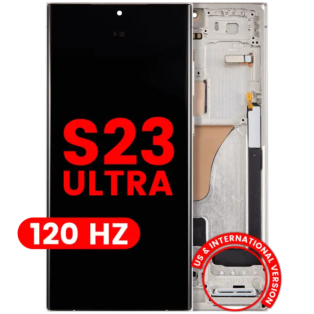 Écran OLED avec châssis pour Samsung Galaxy S23 Ultra (version US & internationale, compatible premium, 120 Hz, Cream)