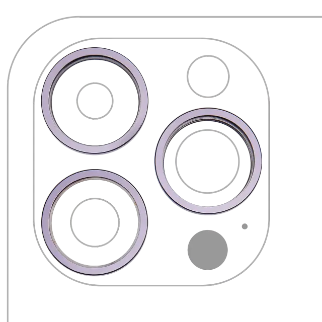 Anneau de contour de caméra arrière pour Apple iPhone 14 Pro / 14 Pro Max (Deep Purple, lot de 3)