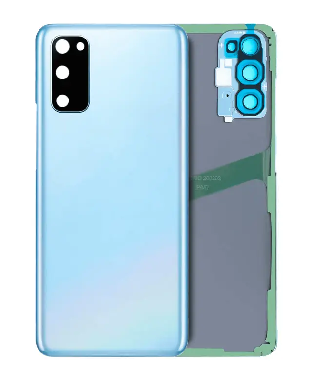 Vitre arrière pour Samsung Galaxy S20 5G (sans logo, compatible premium, Cloud Blue)