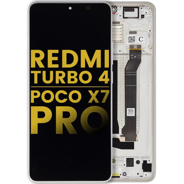 Écran OLED avec châssis pour Xiaomi Redmi Turbo 4 / Xiaomi Poco X7 Pro (reconditionné, blanc)