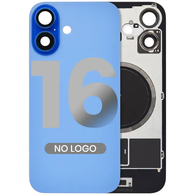 Vitre arrière pour Apple iPhone 16 (sans logo, compatible, bleu outremer)