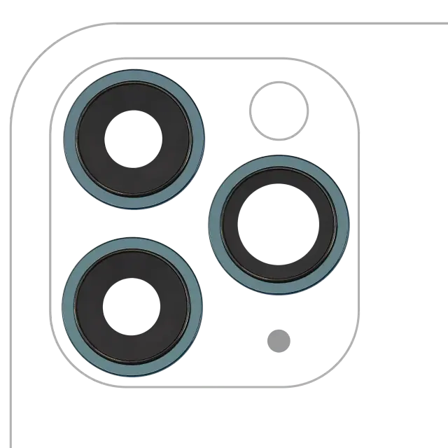 Lentille de caméra arrière avec support et anneau pour Apple iPhone 11 Pro / Pro Max (lot de 3, Real Sapphire, premium, vert)