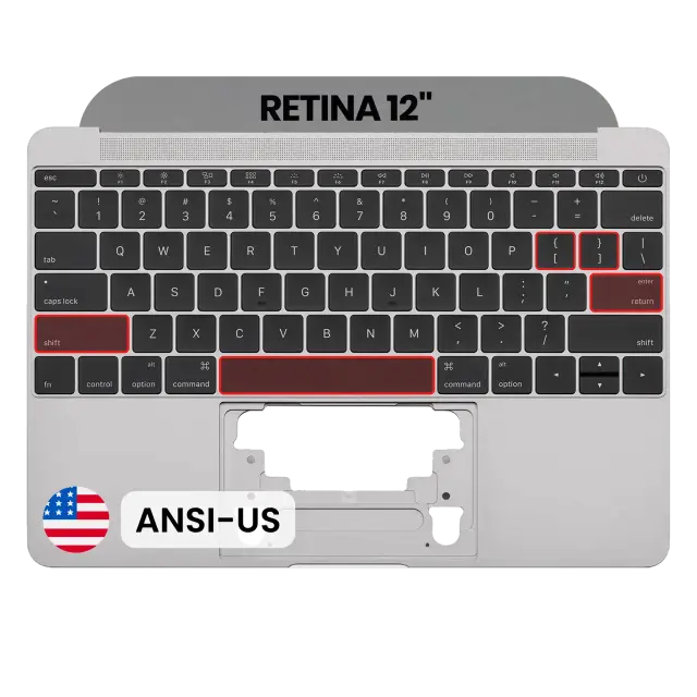 Châssis supérieur avec clavier ANSI US et microphone pour Apple MacBook 12" A1534 (2016-2017) (OEM New, gris sidéral)