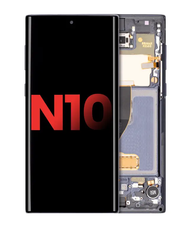 Écran OLED avec châssis pour Samsung Galaxy Note 10 (compatible premium, Aura Black)