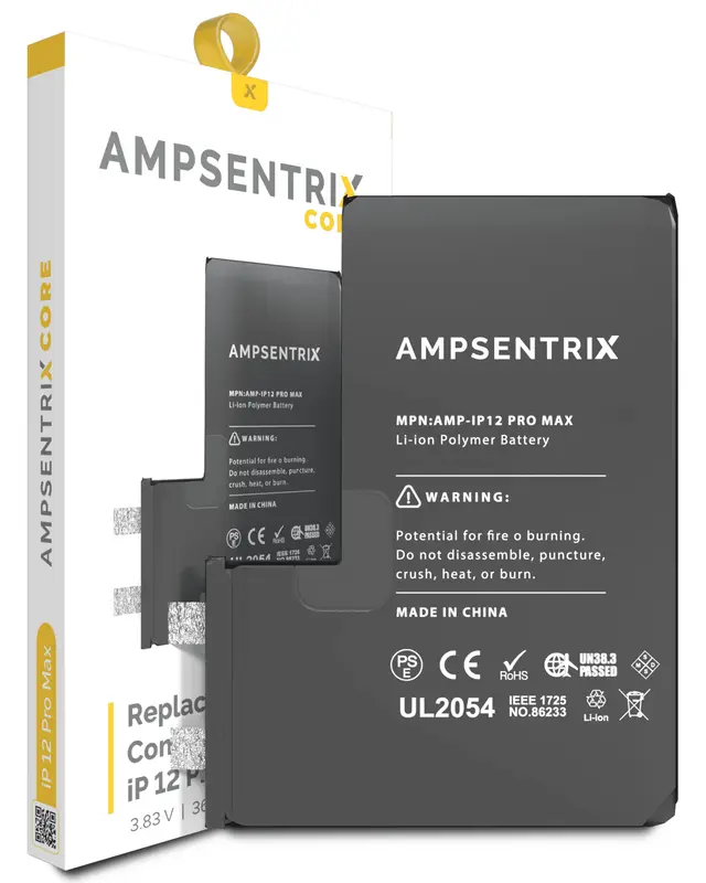 Cellule de batterie nue à souder pour Apple iPhone 12 Pro Max (soudure par points requise, AmpSentrix Core) — réf. 107082073365