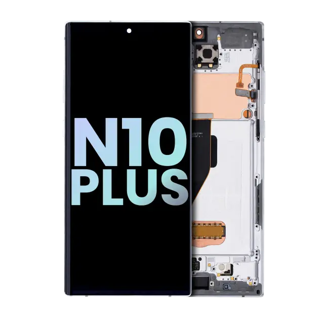 Écran OLED avec châssis pour Samsung Galaxy Note 10 Plus / 5G (pack service origine, Aura White)
