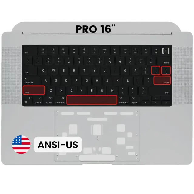 Châssis supérieur avec clavier ANSI US pour Apple MacBook Pro 16" A2485 (2021) / A2780 (2023) (origine d’occasion: gris sidéral) — réf. 107282214549