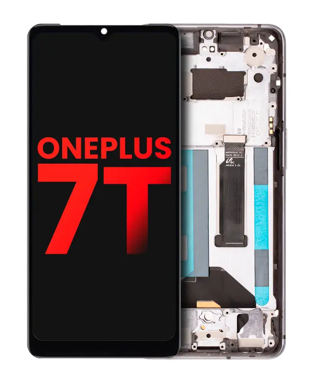 Écran OLED avec châssis pour OnePlus 7T (compatible premium, Frosted Silver)