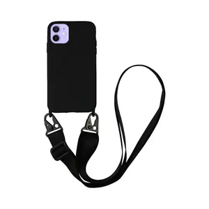 Coque Silicone avec Bandoulière Apple iPhone 12 (#1) Noir