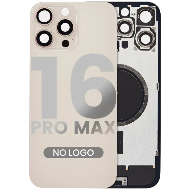 Vitre arrière pour Apple iPhone 16 Pro Max (sans logo, compatible, titane sable) — réf. 107082546341