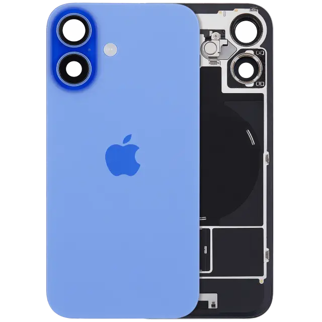 Vitre arrière avec MagSafe, NFC et nappe flash pour Apple iPhone 16 (origine, bleu outremer)