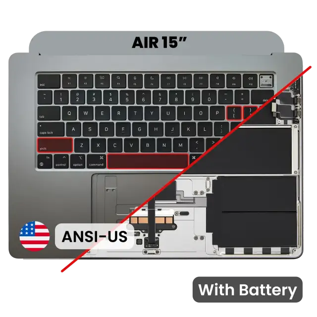 Châssis supérieur avec batterie et clavier ANSI US pour Apple MacBook Air 15" A3114 (2024) (gris sidéral)