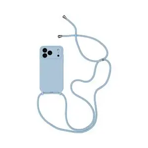 Coque Silicone avec Cordon Apple iPhone 17 Pro Max (#03) Bleu Clair