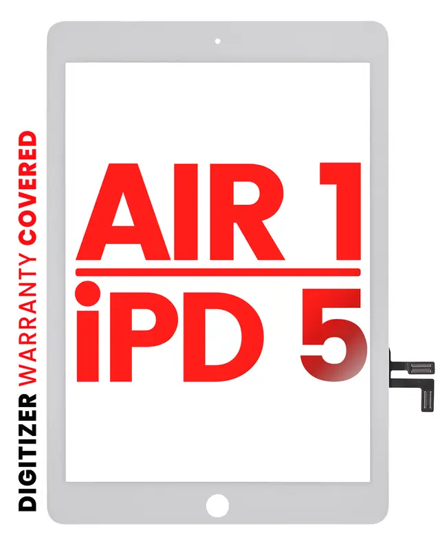 Vitre tactile pour Apple iPad Air 1 / iPad 5 (2017) (sans bouton principal, compatible: XO7, blanc)