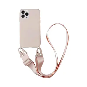 Coque Silicone avec Bandoulière Apple iPhone 14 Pro Max (#4) Rose Gold